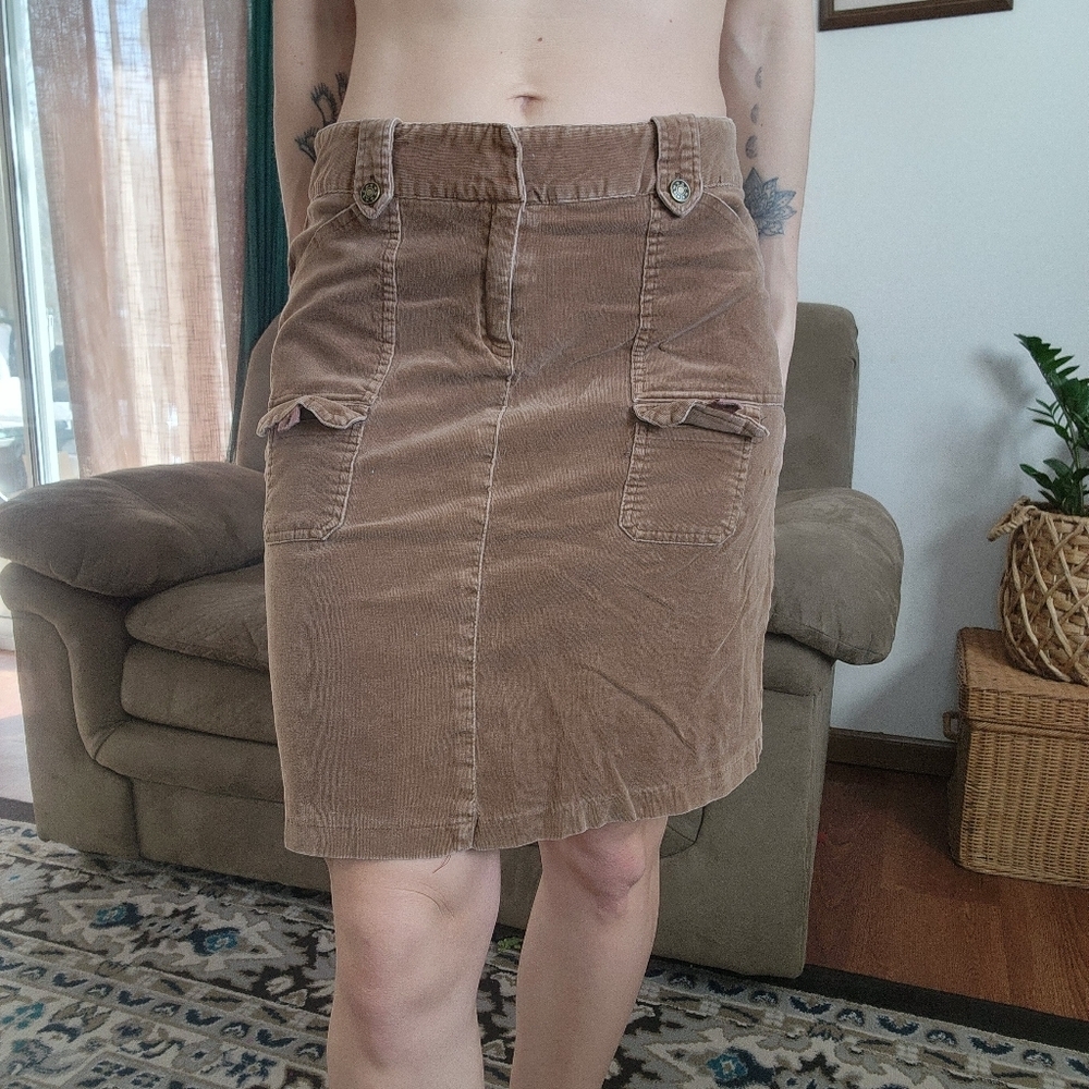 Exact Change Brown Corduroy Knee Length Skirt Size Large